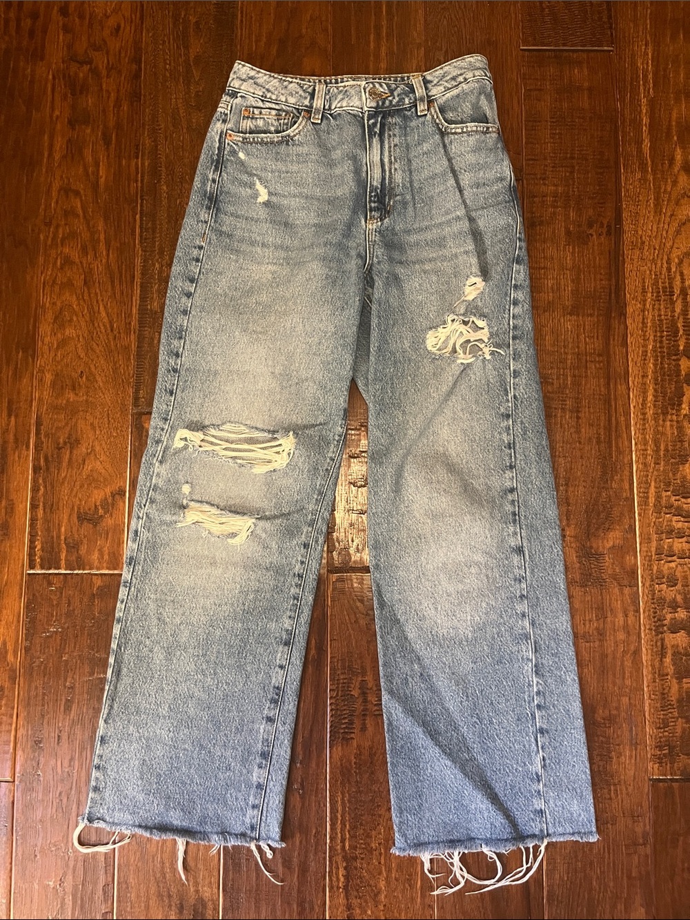 Garage High Rise Wide Leg Ripped Jeans